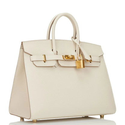 Birkin Sellier 25 Craie Epsom Gold Hardware