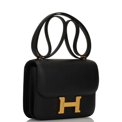 Constance Bag 18 Black Epsom Gold Hardware