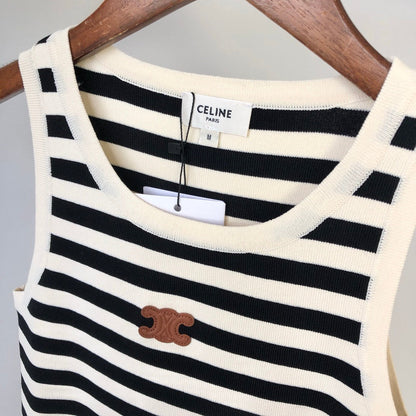 Black and white striped vest