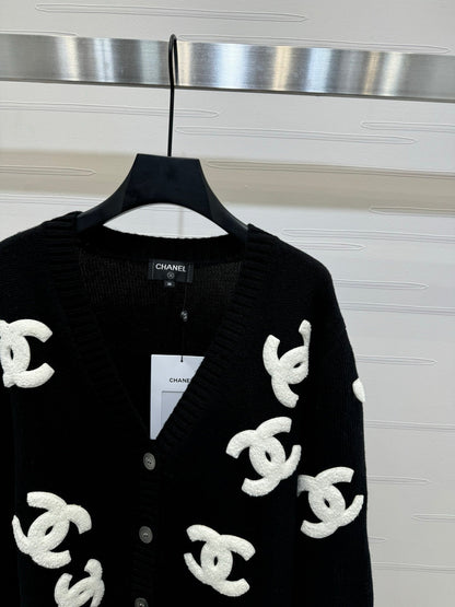 large logo cardigan sweater