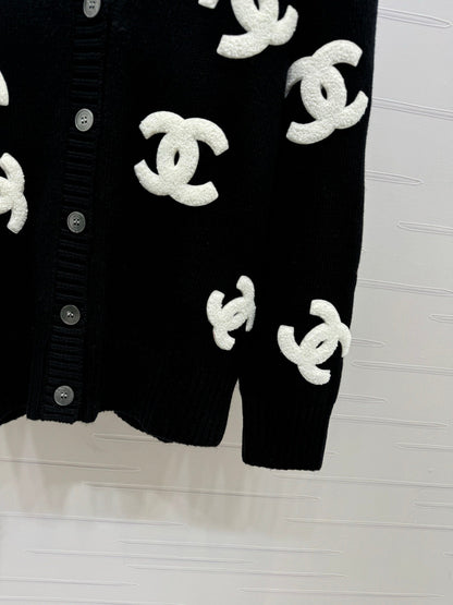 large logo cardigan sweater