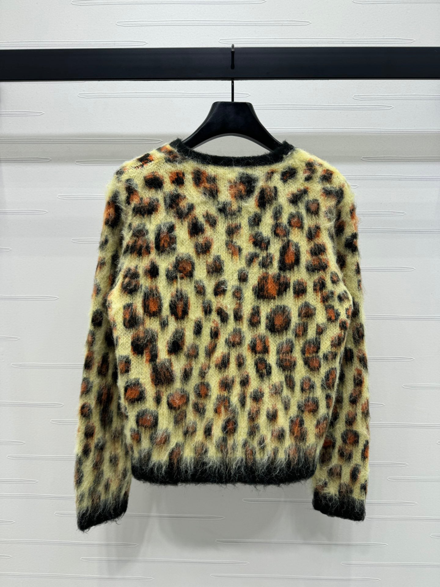 Leopard print crew neck cardigan