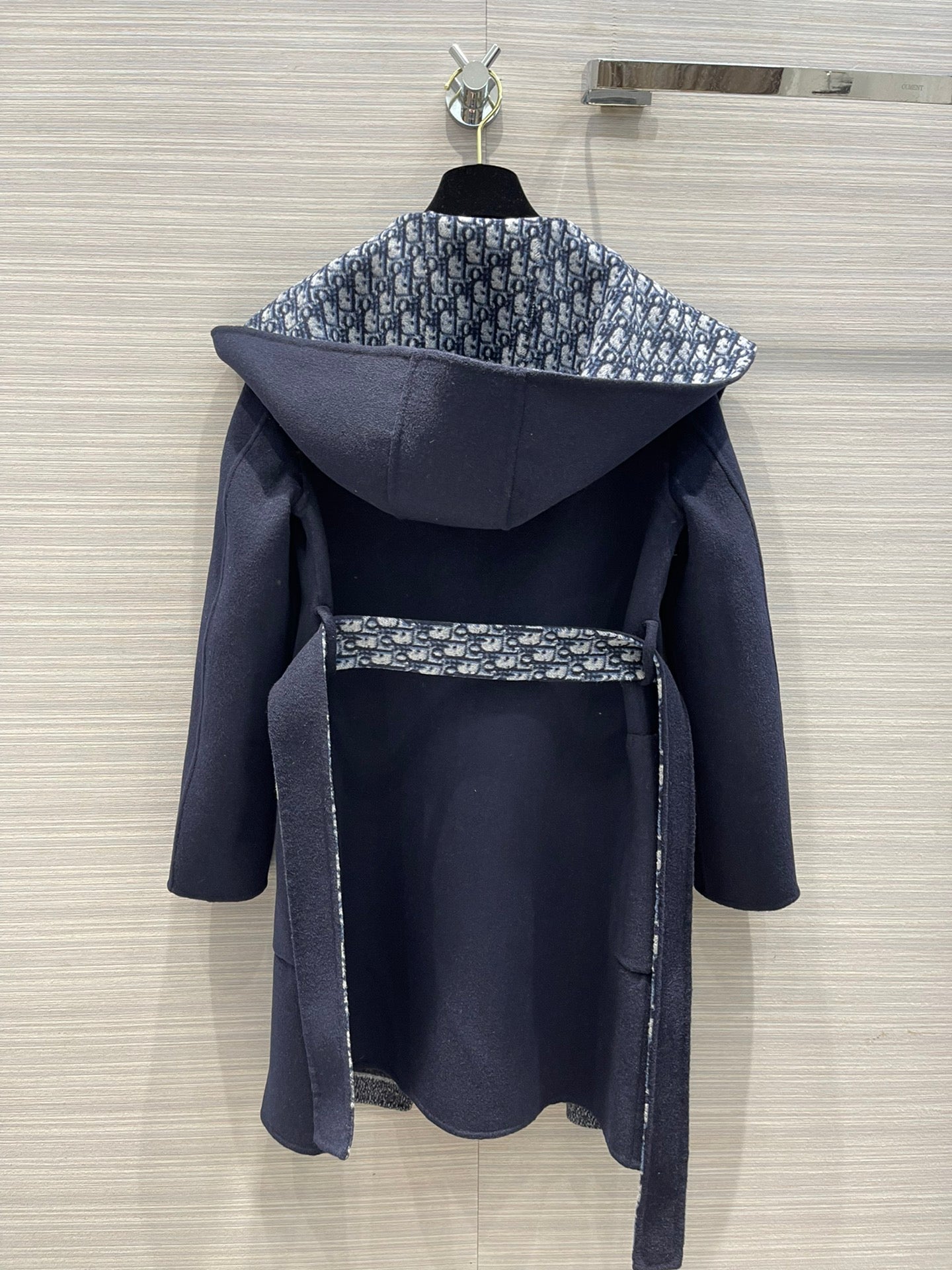 Double-faced wool hooded long coat