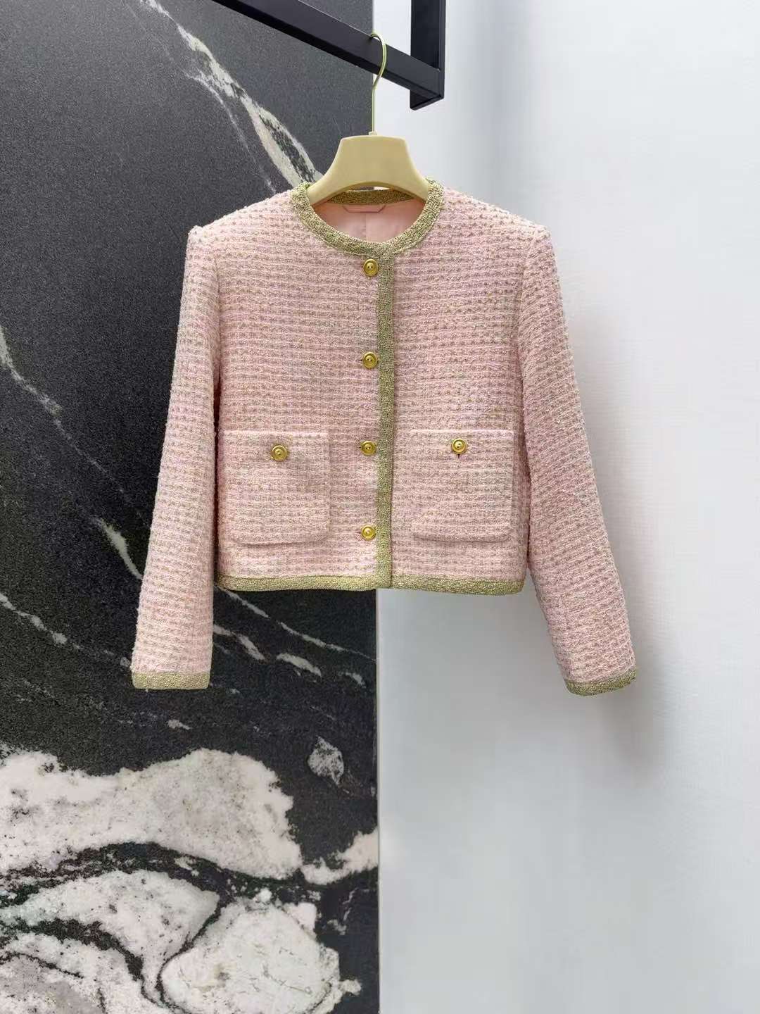 25SS new early spring webbing tweed short jacket + small A skirt suit