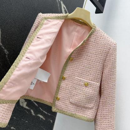 25SS new early spring webbing tweed short jacket + small A skirt suit