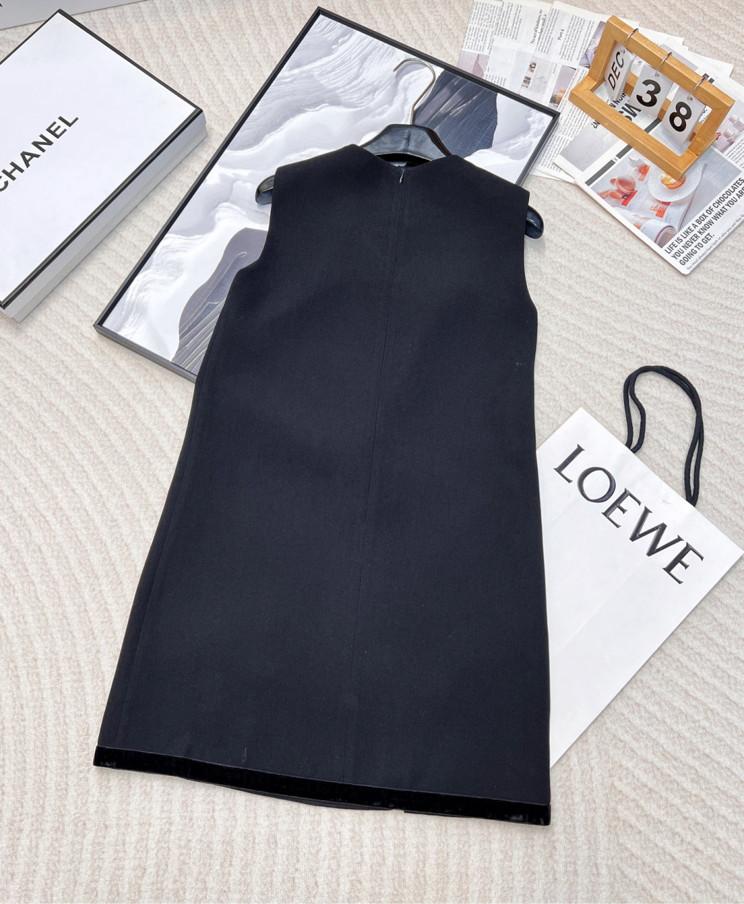 25SS early spring new round neck sleeveless velvet bow dress