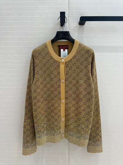 24ss early autumn new product flash diamond retro full g knitted cardigan