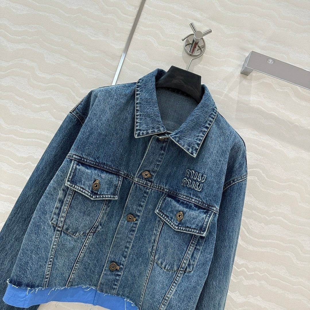 raw edge denim jacket