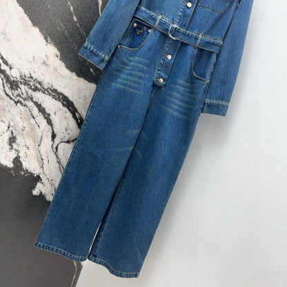 Lapel denim dress