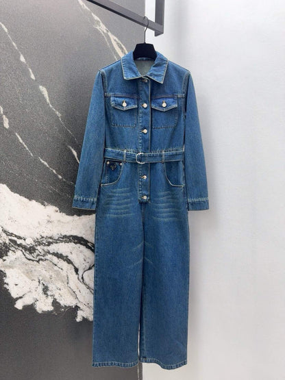 Lapel denim dress