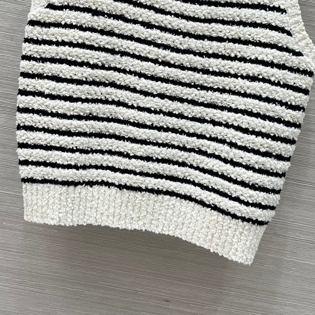 24ss new striped knitted top