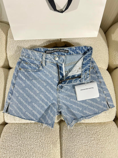 Jacquard logo denim shorts