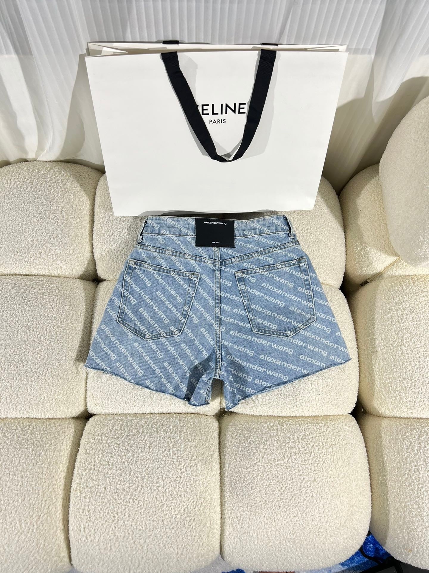 Jacquard logo denim shorts