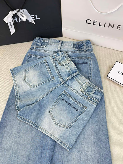 Classic Lettering Denim Shorts