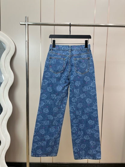 Jeans with two pockets all over print