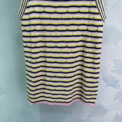 Striped mismatched color knitted vest