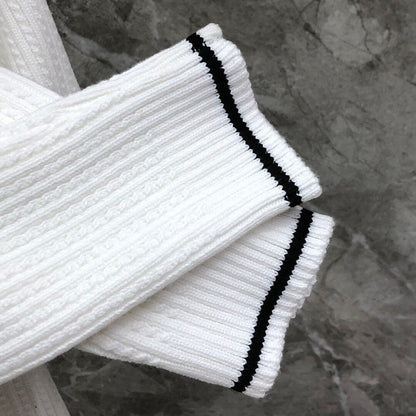 Knitted crew neck striped sweater