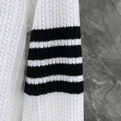 Knitted crew neck striped sweater