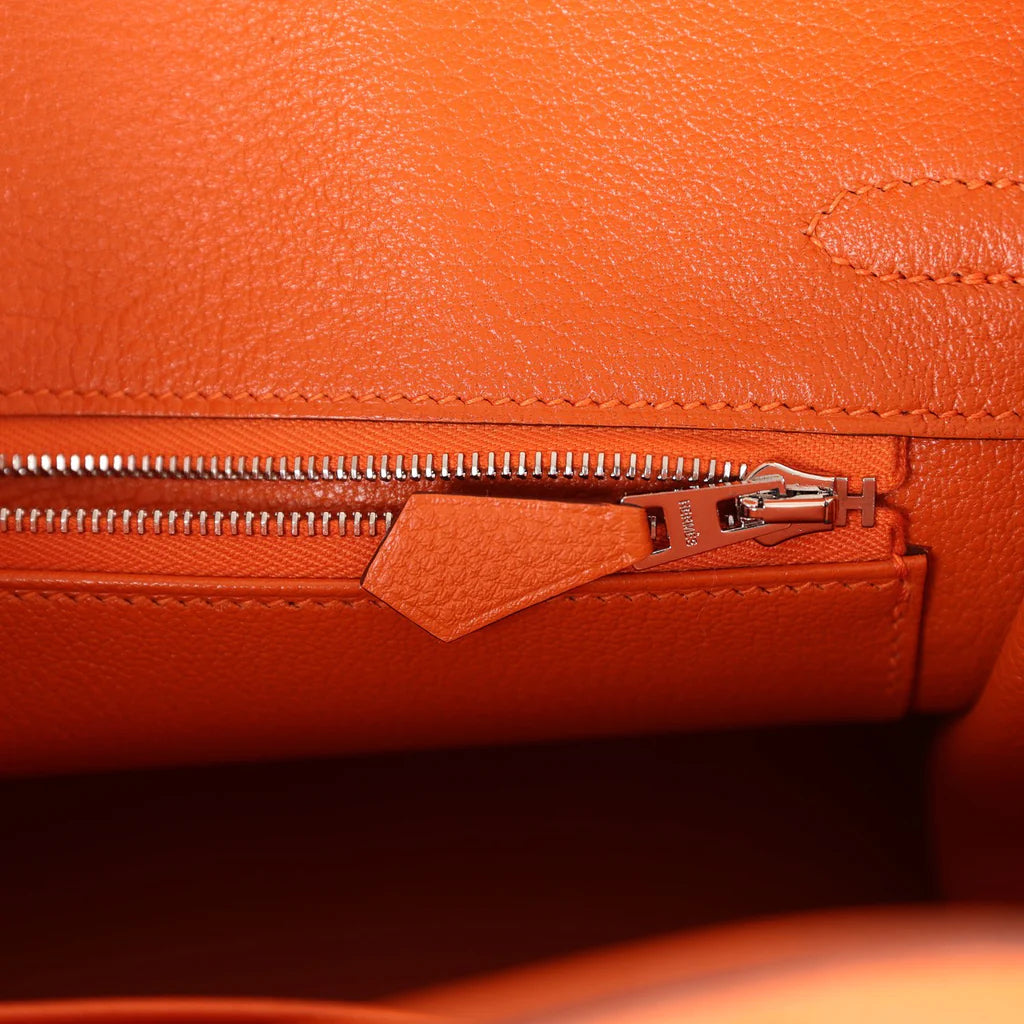 Birkin 25 Orange Togo Palladium Hardware