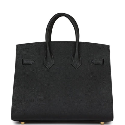 Birkin Sellier 25 Black Epsom Gold Hardware