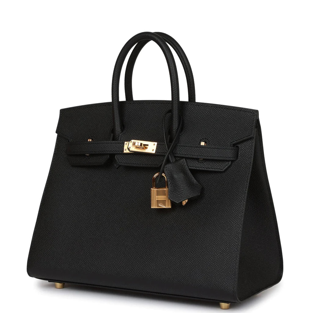 Birkin Sellier 25 Black Epsom Gold Hardware