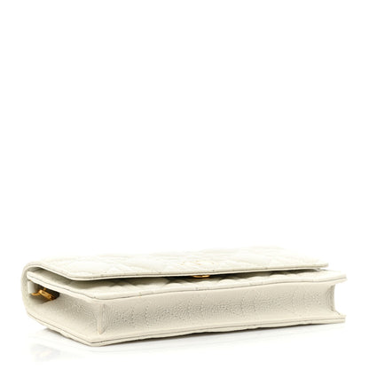 CHRISTIAN   Calfskin Caro Pouch with Chain Latte