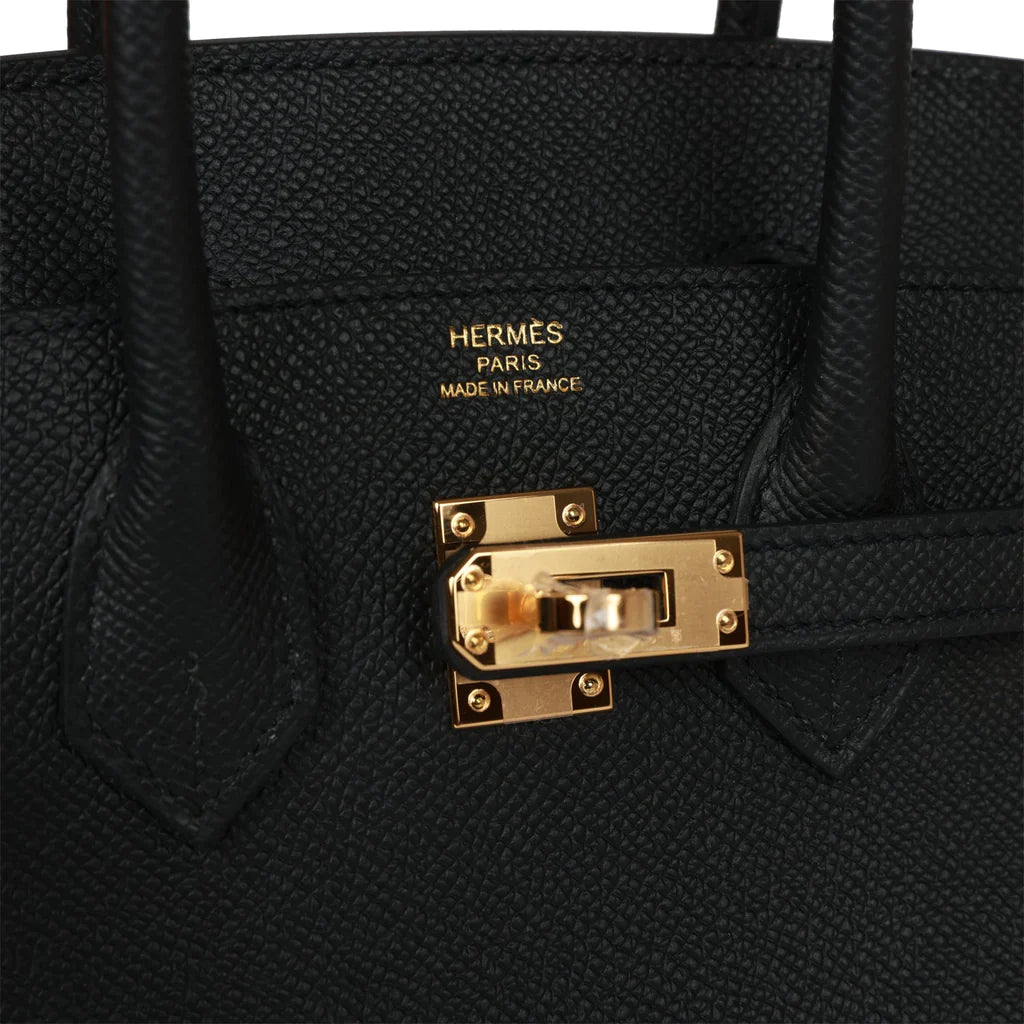 Birkin Sellier 25 Black Epsom Gold Hardware