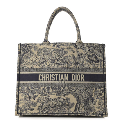 CHRISTIAN  Large  Toile  Book Tote Blue