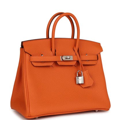 Birkin 25 Orange Togo Palladium Hardware