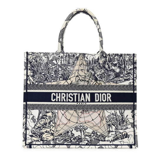 CHRISTIAN  Large Around The World Book Tote Blue