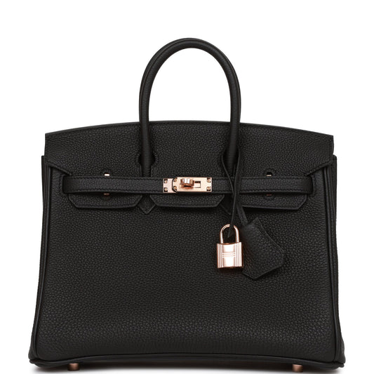 Birkin 25 Black Togo Rose Gold Hardware