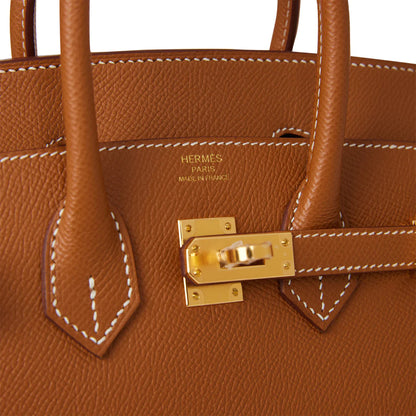 Birkin Sellier 25 Gold Epsom Gold Hardware