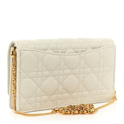 CHRISTIAN   Calfskin Caro Pouch with Chain Latte