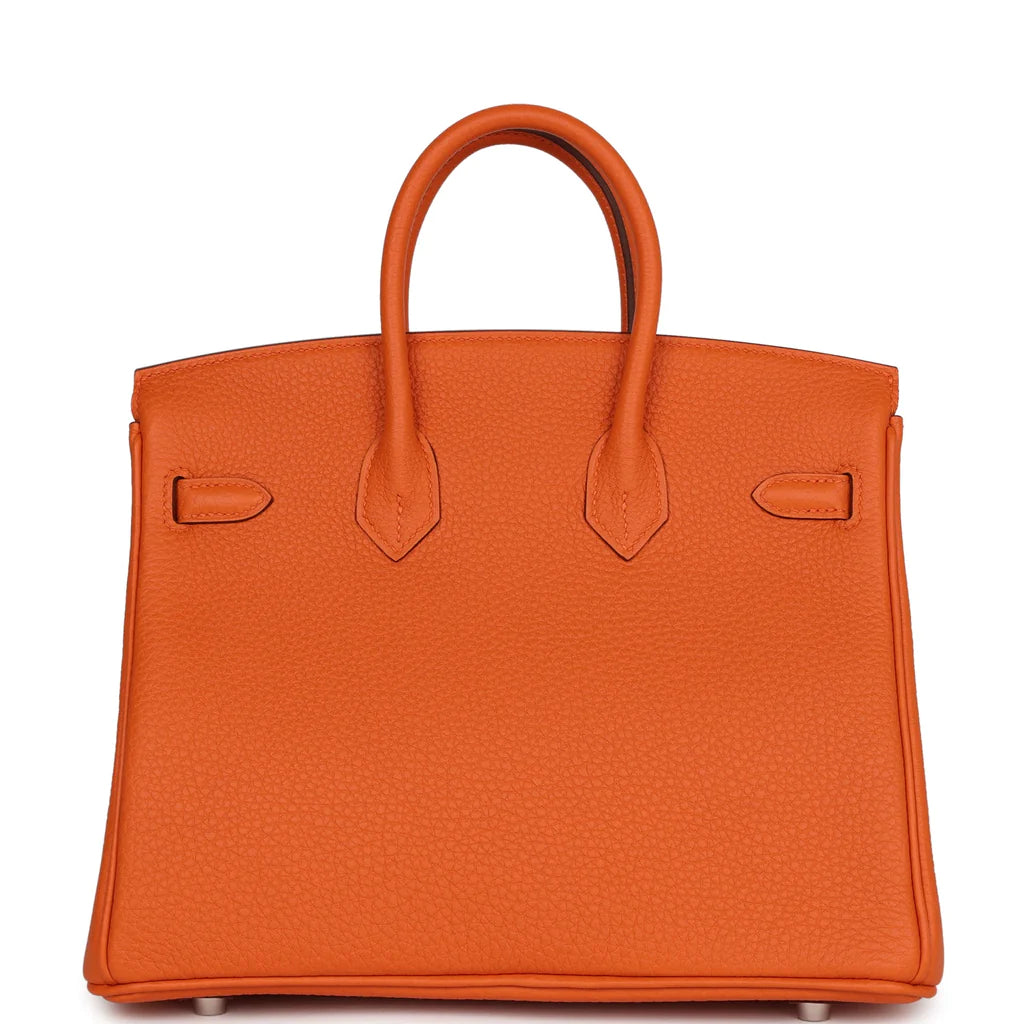 Birkin 25 Orange Togo Palladium Hardware