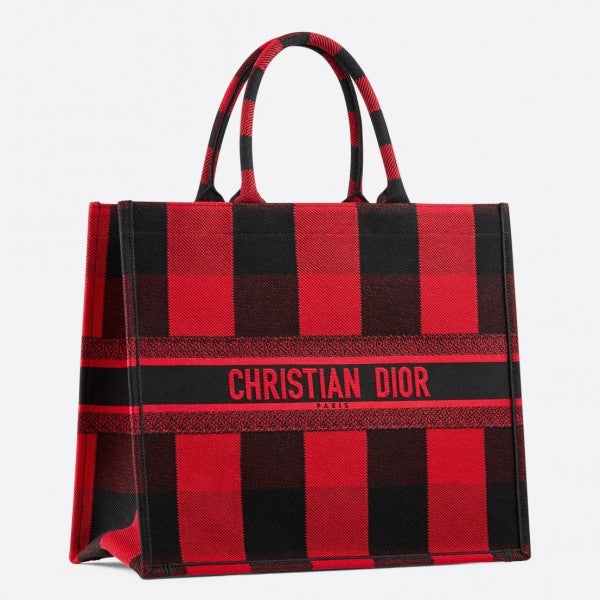 Book Tote Bag  Check Canvas