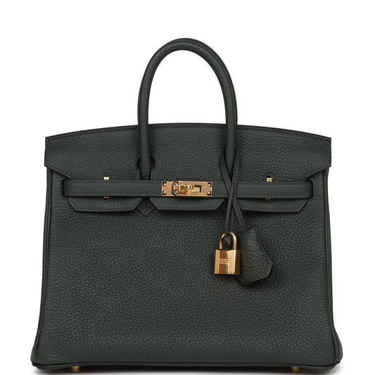 Birkin 25 Vert Fonce Togo Gold Hardware