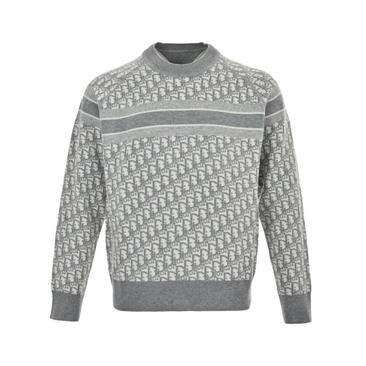 Presbyopia jacquard knitted cashmere reversible crew neck